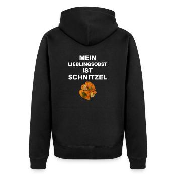 Mein Lieblingsobst ist der Schnitzel - Unisex Premium Bio Zip Hoodie - Schwarz - Hinten - Nico (187cm)