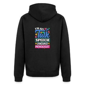 Speech Language Pathologist Speech Therapist Im - Unisex Premium Bio Zip Hoodie - Schwarz - Hinten - Nico (187cm)