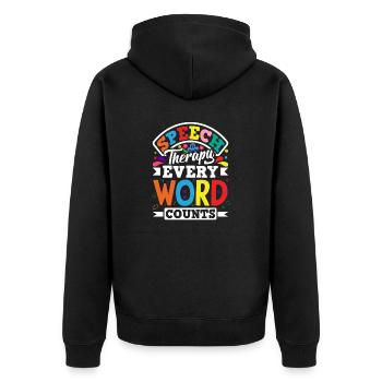 Speech Language Pathologist Speech Therapist - Unisex Premium Bio Zip Hoodie - Schwarz - Hinten - Nico (187cm)