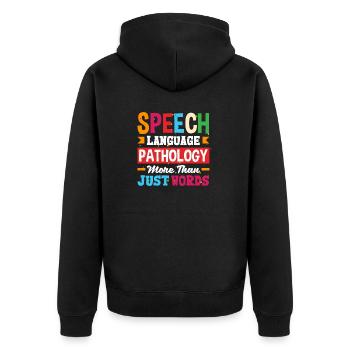 Speech Language Pathologist Speech Therapist - Unisex Premium Bio Zip Hoodie - Schwarz - Hinten - Nico (187cm)