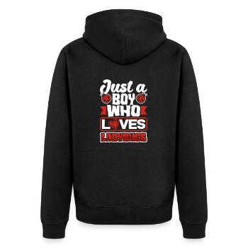 Ladybug Entomology Ladybirds Just a Boy Who Loves - Unisex Premium Organic Zip Hoodie - black - Back - Nico (187cm)