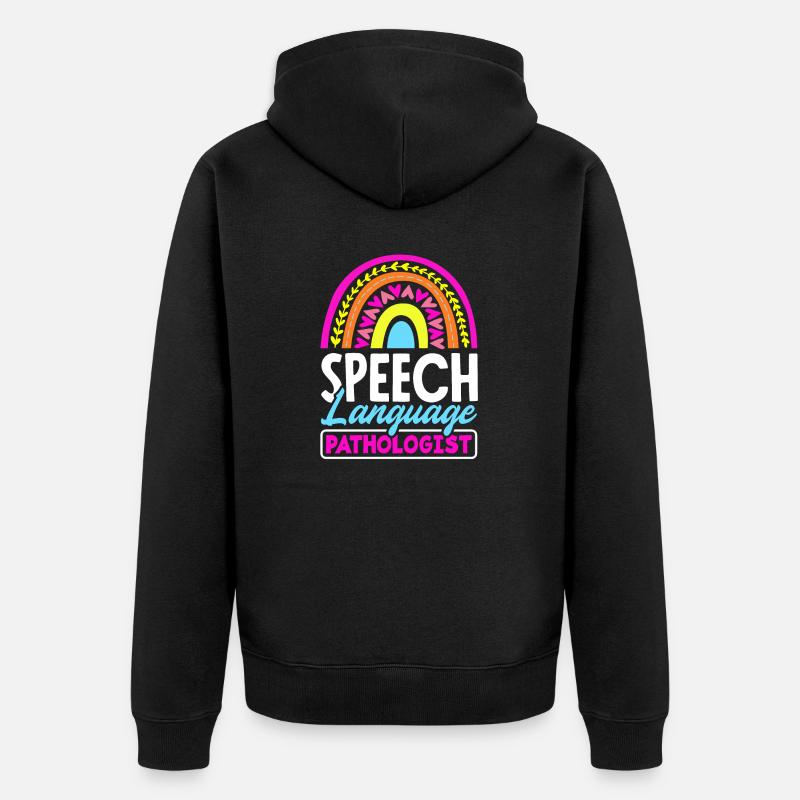 Speech Language Pathologist Speech Therapy - Unisex Premium Organic Zip Hoodie - black