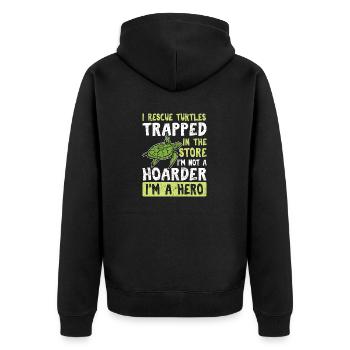 Je sauve des tortues piégées dans le magasin Funny Sea Tu - Veste à capuche bio Premium Unisexe - noir - Dos - Nico (187cm)
