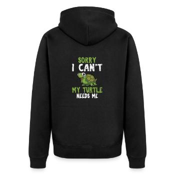Sorry I Can't My Turtle Needs Me Funny Sea Turtle - Unisex Premium Organic Zip Hoodie - black - Back - Nico (187cm)