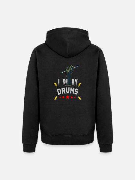 I play drums - Unisex Premium Organic Zip Hoodie - black
