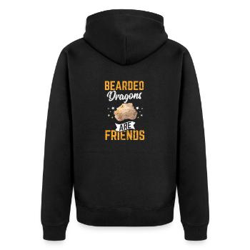 Bearded Dragons Are Friends Funny Bearded Dragon L - Unisex Premium Bio Zip Hoodie - Schwarz - Hinten - Nico (187cm)