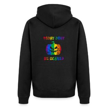 Today Don't be Scared Halloween Pride - Unisex Premium Organic Zip Hoodie - black - Back - Nico (187cm)
