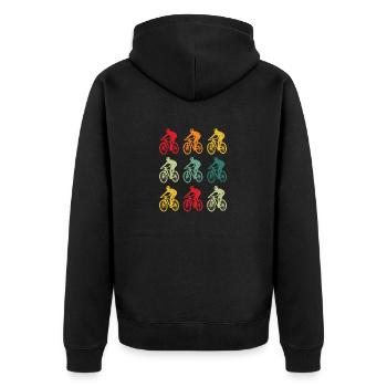 Mountainbike Vintage Retro MTB Downhill Biking - Unisex Premium Bio Zip Hoodie - Schwarz - Hinten - Nico (187cm)