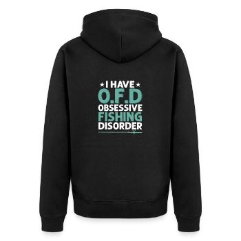 J’ai O.F.D Trouble obsessionnel de la pêche Pêcheur - Veste à capuche bio Premium Unisexe - noir - Dos - Nico (187cm)