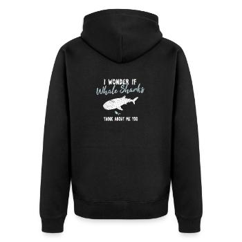 I Wonder If Whale Sharks Think About Me Too Cute W - Unisex Premium Bio Zip Hoodie - Schwarz - Hinten - Nico (187cm)
