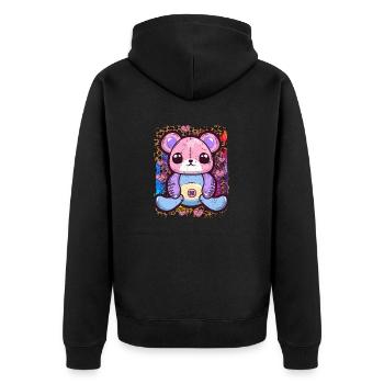 Kawaii Goth Teddy Bear - Unisex Premium Organic Zip Hoodie - black - Back - Nico (187cm)