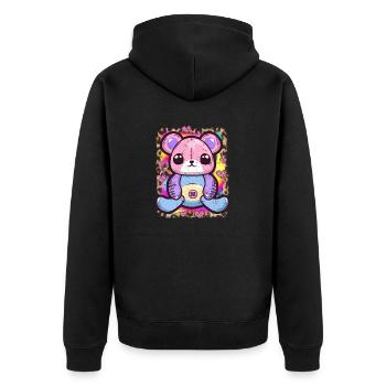 Kawaii Goth Teddybär - Unisex Premium Bio Zip Hoodie - Schwarz - Hinten - Nico (187cm)