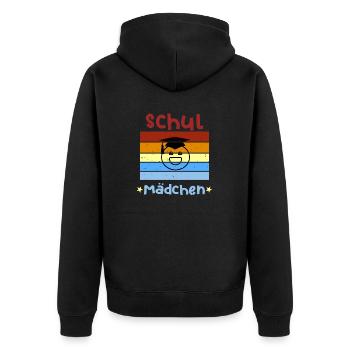 Schulmädchen 1. Klasse Smile Schulbeginn T shirt - Unisex Premium Bio Zip Hoodie - Schwarz - Hinten - Nico (187cm)