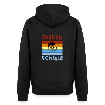 Endlich wieder Schule Smile Schulbeginn T shirt - Unisex Premium Bio Zip Hoodie - Schwarz - Hinten - Nico (187cm)