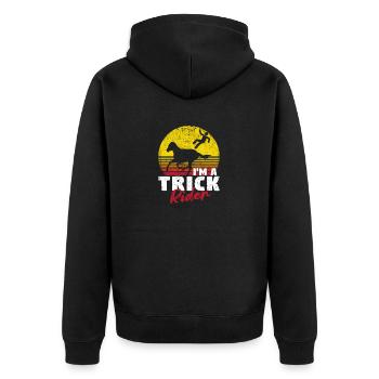 Reiten Lustige Reiter Ich bin ein Trick-Reiter - Unisex Premium Bio Zip Hoodie - Schwarz - Hinten - Nico (187cm)