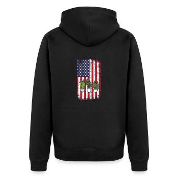 Cute Plants American Flag Funny Plant Lover Succul - Unisex Premium Organic Zip Hoodie - black - Back - Nico (187cm)