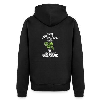 It's A Monstera Thing, You Wouldn't Understand Mon - Unisex Premium Bio Zip Hoodie - Schwarz - Hinten - Nico (187cm)