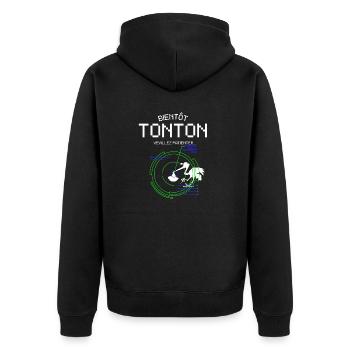 Bientôt Tonton Annoncer Grossesse pour Futur Oncle - Unisex Premium Organic Zip Hoodie - black - Back - Nico (187cm)