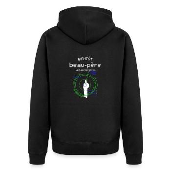 Bientôt beau père | Cadeau De Noël pour Futur Père - Unisex Premium Organic Zip Hoodie - black - Back - Nico (187cm)