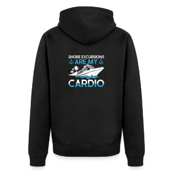 Shore Excursions Are My Cardio Cruise - Unisex Premium Organic Zip Hoodie - black - Back - Nico (187cm)