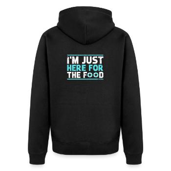 I'm Just Here For The Food Kreuzfahrt - Unisex Premium Bio Zip Hoodie - Schwarz - Hinten - Nico (187cm)