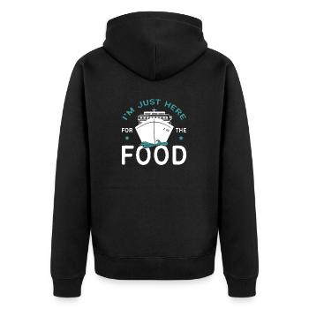 I'm Just Here For The Food Kreuzfahrt - Unisex Premium Bio Zip Hoodie - Schwarz - Hinten - Nico (187cm)