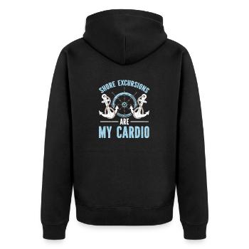 Shore Excursions Are My Cardio Cruise - Unisex Premium Organic Zip Hoodie - black - Back - Nico (187cm)