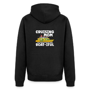 Kreuzfahrt Mom like A Normal Mom But Boat-iful - Unisex Premium Bio Zip Hoodie - Schwarz - Hinten - Nico (187cm)