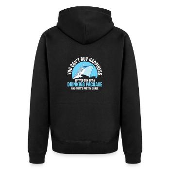 You Cant Buy Happiness But A Drinking Package - Unisex Premium Organic Zip Hoodie - black - Back - Nico (187cm)