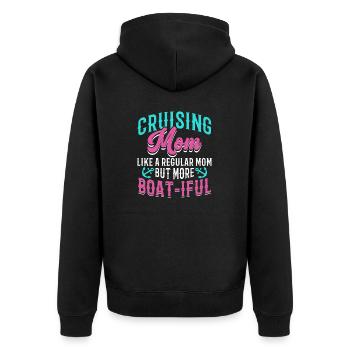 Kreuzfahrt Mom like A Normal Mom But Boat-iful - Unisex Premium Bio Zip Hoodie - Schwarz - Hinten - Nico (187cm)