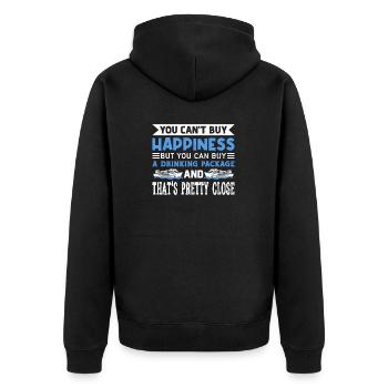 You Cant Buy Happiness But A Drinking Package - Unisex Premium Organic Zip Hoodie - black - Back - Nico (187cm)