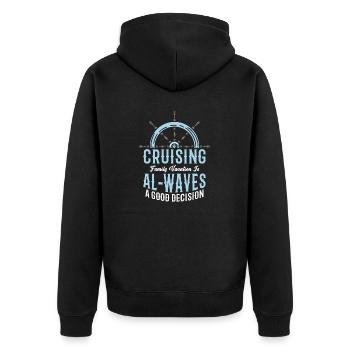 Cruising Vacation Is Al-waves A Good Decision - Unisex Premium Bio Zip Hoodie - Schwarz - Hinten - Nico (187cm)