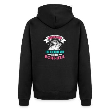 Kreuzfahrt Mom like A Normal Mom But Boat-iful - Unisex Premium Bio Zip Hoodie - Schwarz - Hinten - Nico (187cm)