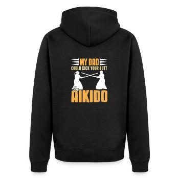 Mon père pourrait te botter les fesses en Aïkido drôle - Veste à capuche bio Premium Unisexe - noir - Dos - Nico (187cm)