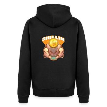 Lustiges Bitcoin und Kryptowährung Investor HODL - Unisex Premium Bio Zip Hoodie - Schwarz - Hinten - Nico (187cm)