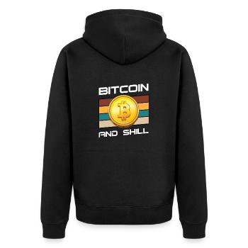 Lustiges Bitcoin und Kryptowährung Investor HODL - Unisex Premium Bio Zip Hoodie - Schwarz - Hinten - Nico (187cm)