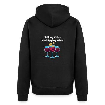 Lustiges Bitcoin und Kryptowährung Investor HODL - Unisex Premium Bio Zip Hoodie - Schwarz - Hinten - Nico (187cm)