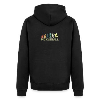 Lustige Evolution Paddle Pickleball Spieler Dink Spaß - Unisex Premium Bio Zip Hoodie - Schwarz - Hinten - Nico (187cm)