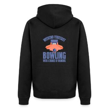 Forecast Bowling With A Chance Of Drinking Present - Unisex Premium Organic Zip Hoodie - black - Back - Nico (187cm)