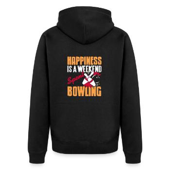 Happiness Is A Weekend Spent Bowling Funny Tea - Unisex Premium Organic Zip Hoodie - black - Back - Nico (187cm)