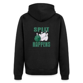 Split Happens Awesome Bowling Designs T-Shirt - Unisex Premium Organic Zip Hoodie - black - Back - Nico (187cm)