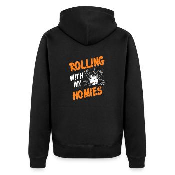 Rouler avec mes homies Vintage Funny Bowling - Veste à capuche bio Premium Unisexe - noir - Dos - Nico (187cm)