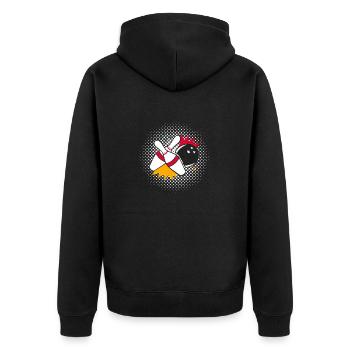 Cool Vintage Pin Bowling Designs T-Shirt - Unisex Premium Bio Zip Hoodie - Schwarz - Hinten - Nico (187cm)