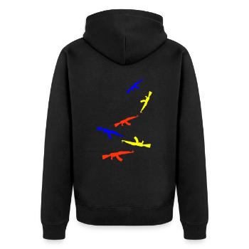Gewehr icon symbol - Unisex Premium Bio Zip Hoodie - Schwarz - Hinten - Nico (187cm)