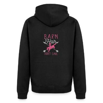 Scheune Haare Don't Care Liebe Pferd Reiten Reiter - Unisex Premium Bio Zip Hoodie - Schwarz - Hinten - Nico (187cm)