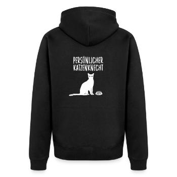 Lustiger Katzenspruch für Katzenhalter Katzen - Unisex Premium Bio Zip Hoodie - Schwarz - Hinten - Nico (187cm)