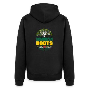 Dominican Roots Dominica Dominican Dominica Flag - Unisex Premium Bio Zip Hoodie - Schwarz - Hinten - Nico (187cm)