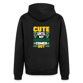Dominica Dominica Flag Cute Until My Comes - Unisex Premium Organic Zip Hoodie - black - Back - Nico (187cm)