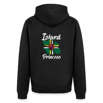 Dominica Dominican Dominica Flag Island Princess - Unisex Premium Bio Zip Hoodie - Schwarz - Hinten - Nico (187cm)
