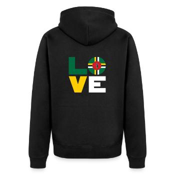 Dominica Dominican Dominica Flag Love - Unisex Premium Bio Zip Hoodie - Schwarz - Hinten - Nico (187cm)